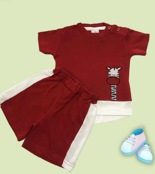 Red Coloured Cotton Boys Daily wear Top & Short Pant!!