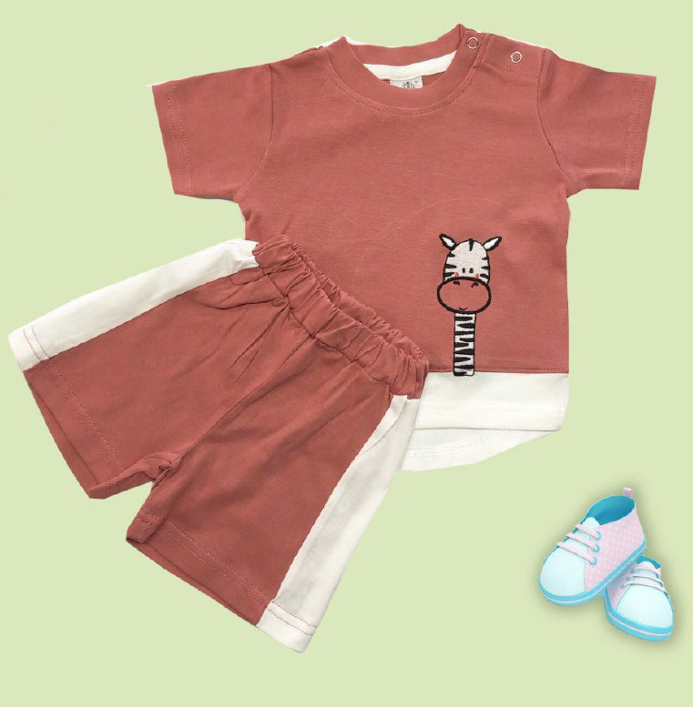 Peach Coloured Cotton Boys Daily wear Top & Short Pant!!