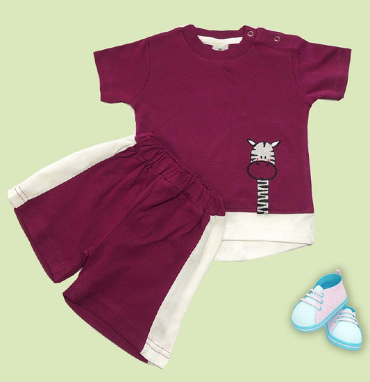 Voilet Coloured Cotton Boys Daily wear Top & Short Pant!!