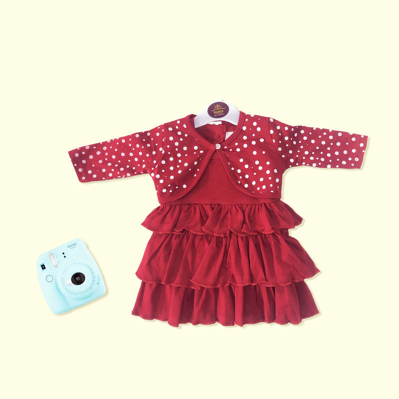 Red Coloured Cotton Daily wear Girls Designer Frock!!