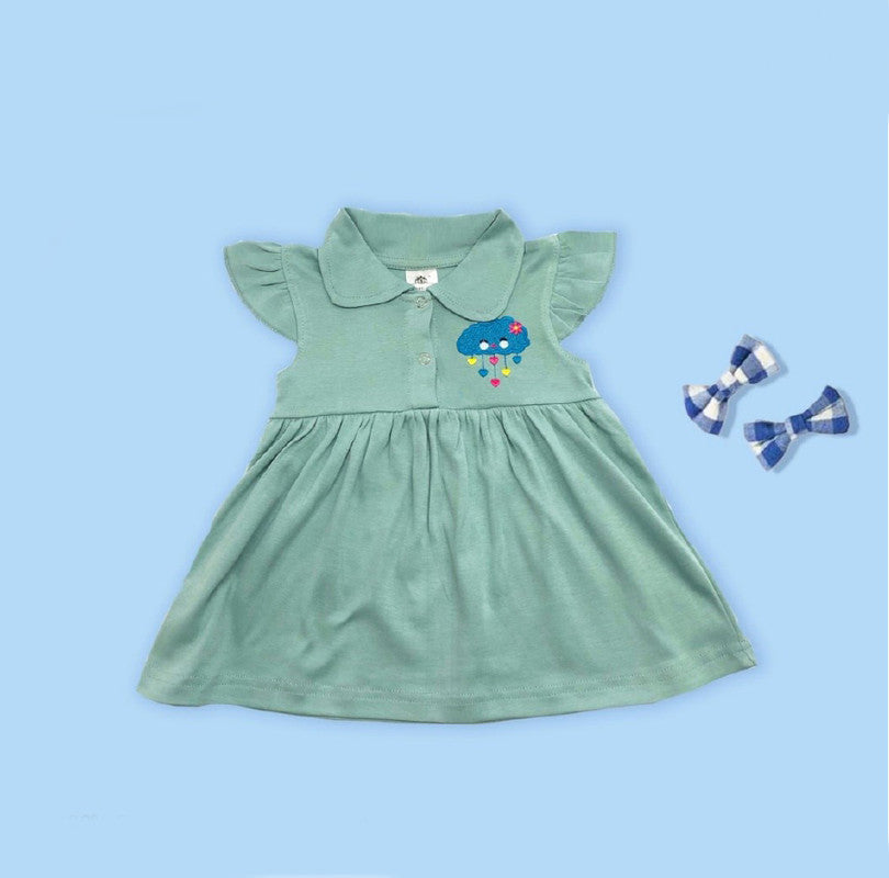 Blue Coloured Cotton Daily wear Girls Designer Frock!!