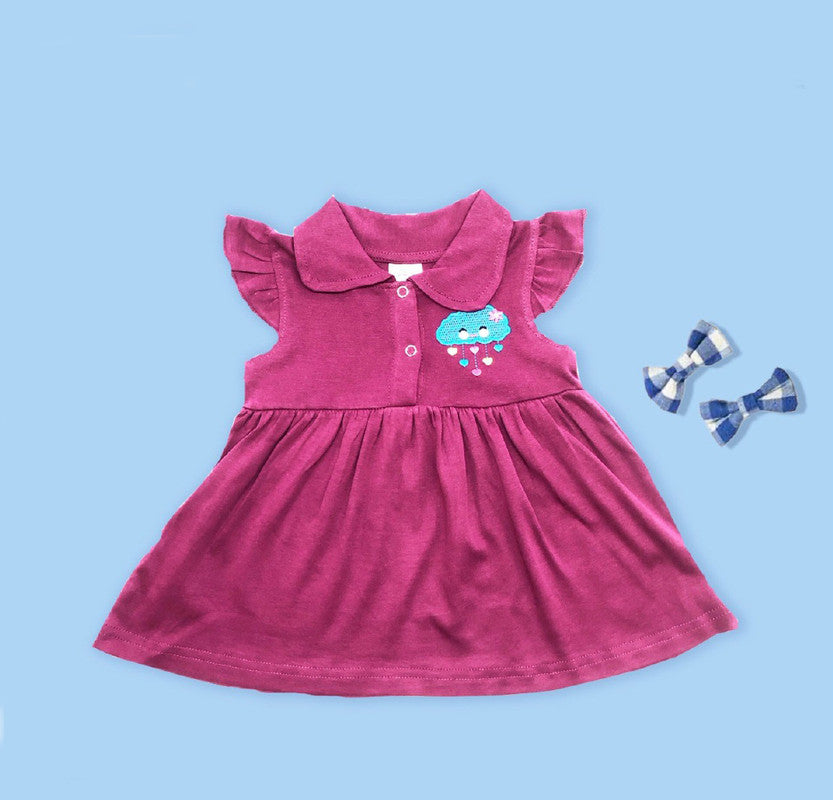 Voilet Coloured Cotton Daily wear Girls Designer Frock!!