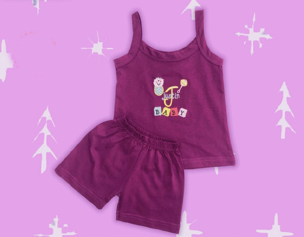 Voilet Coloured Cotton Boys Daily wear Sleeveless Top & Short!!