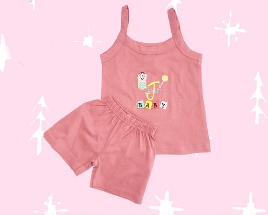 Pink Coloured Cotton Boys Daily wear Sleeveless Top & Short!!