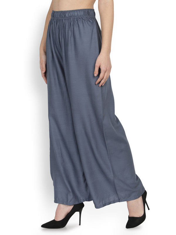 Shop Solid Ankle Length Palazzo Pants with Elasticated Waist and Pockets  Online | Max Oman