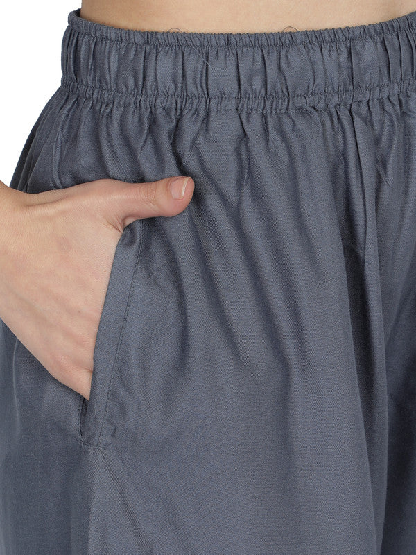 Grey Coloured Soft Rayon Solid Elasticated Waistband Perfect Fit Women flared Wide Legged Palazzo Pants!!