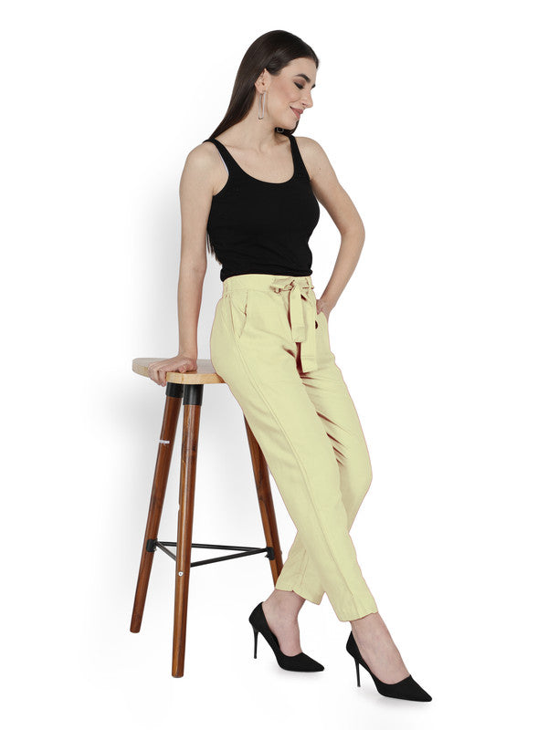 Reviews for PANIT Women Beige Smart High Rise Wrinkle Free Pleated Lycra Peg  Trousers - Trousers for Women 24395004 | Myntra