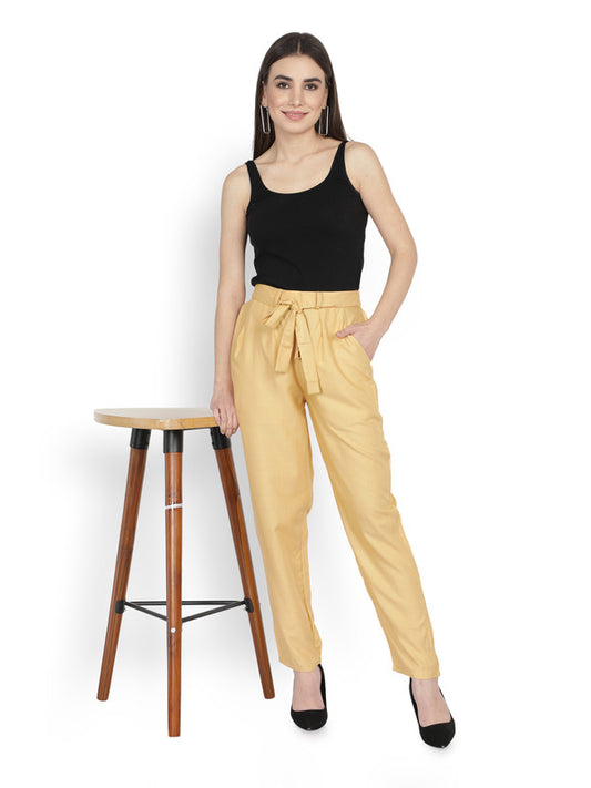 Skin Coloured Super Soft Rayon Solid Breathable and Shiny Regular Fit Women Rayon Peg Trousers!!