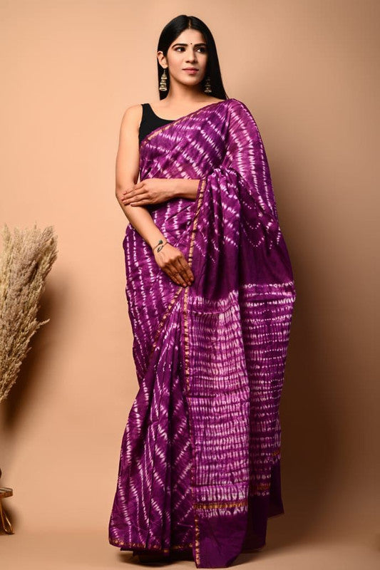 Wine & Off White Coloured Hand Block Printed Women Designer Party wear Chanderi Cotton Silk Saree with Runnin Blouse!!