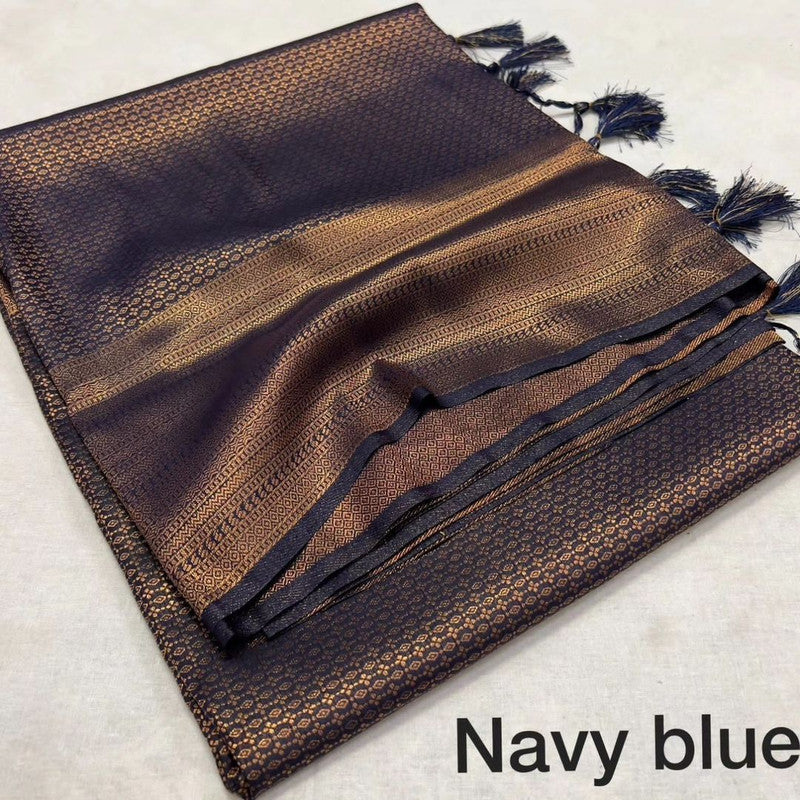 Navy Blue Coloured Soft Silk Jacquard work with Beautiful Rich Pallu Women Party/Daily wear Designer Kubera Pattu Saree with Blouse!!