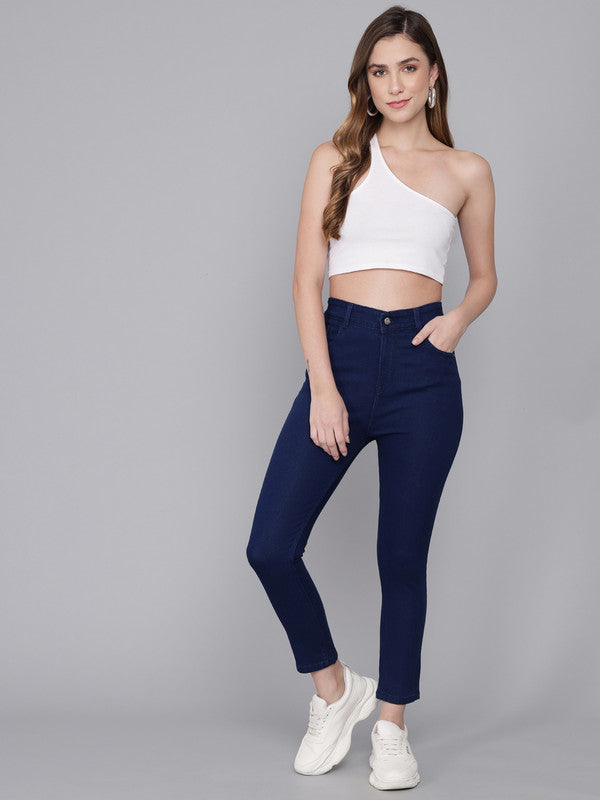 Blue Coloured Premium Denim Lycra Stretchable Ankle Length Slim Fit Women Casual/Party wear Jeans!!