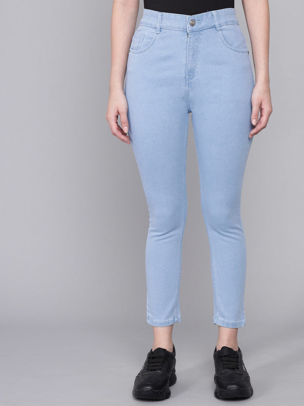 Light Blue Coloured Premium Denim Lycra Stretchable Ankle Length Slim Fit Women Casual/Party wear Jeans!!