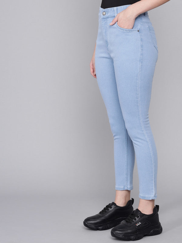 Light Blue Coloured Premium Denim Lycra Stretchable Ankle Length Slim Fit Women Casual/Party wear Jeans!!