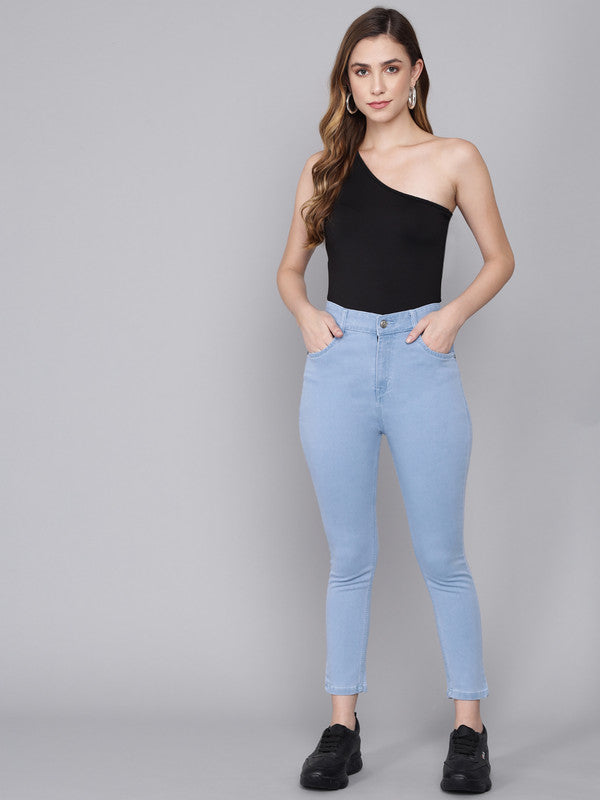 Light Blue Coloured Premium Denim Lycra Stretchable Ankle Length Slim Fit Women Casual/Party wear Jeans!!