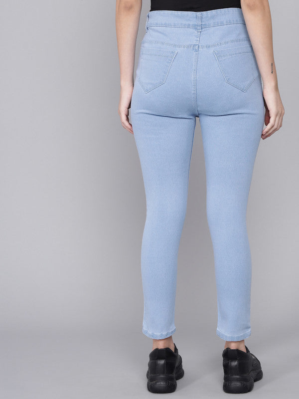 Light Blue Coloured Premium Denim Lycra Stretchable Ankle Length Slim Fit Women Casual/Party wear Jeans!!