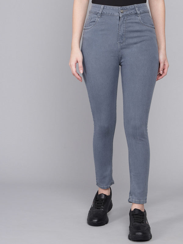 Grey Coloured Premium Denim Lycra Stretchable Ankle Length Slim Fit Women Casual/Party wear Jeans!!