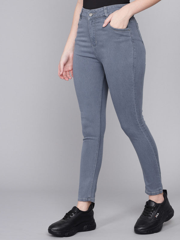 Grey Coloured Premium Denim Lycra Stretchable Ankle Length Slim Fit Women Casual/Party wear Jeans!!