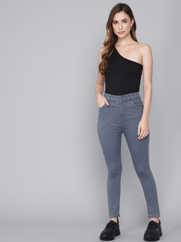 Grey Coloured Premium Denim Lycra Stretchable Ankle Length Slim Fit Women Casual/Party wear Jeans!!