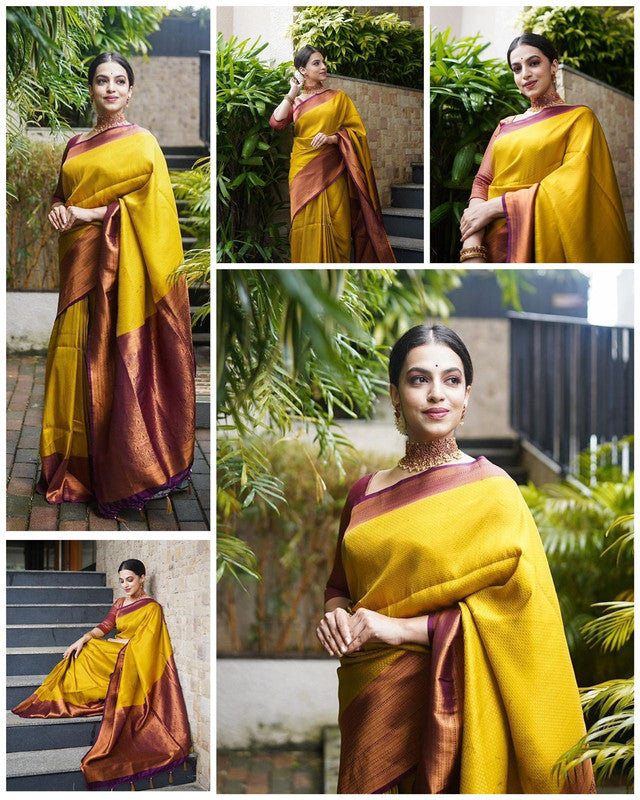Buy Maroon & Yellow Sarees for Women by SUALI Online | Ajio.com