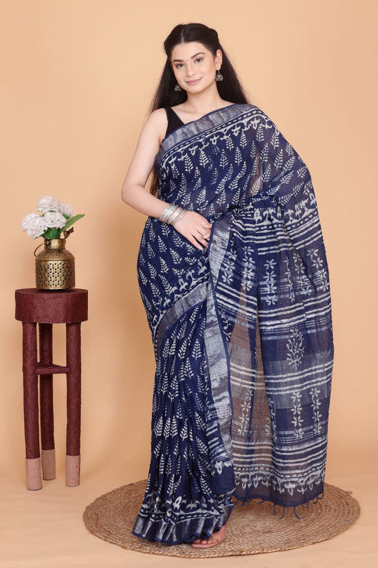 Beautiful Designer Linen  Saree