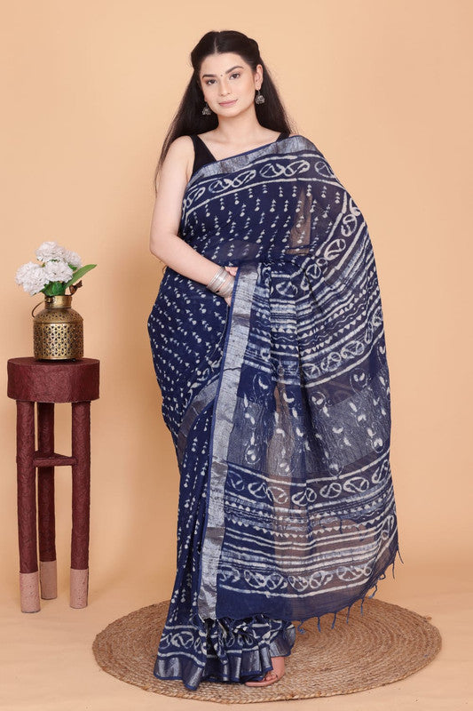 Beautiful Designer Linen  Saree