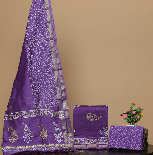 Exclusive CHANDERI SUIT WITH CHANDERI DUPATTA