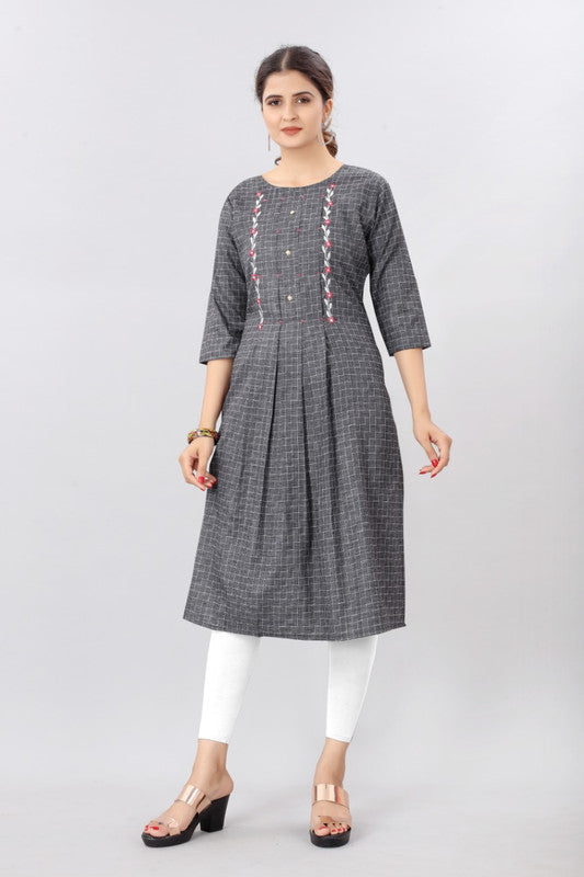 Regular wear Cotton Checks Kurti- Roys4458