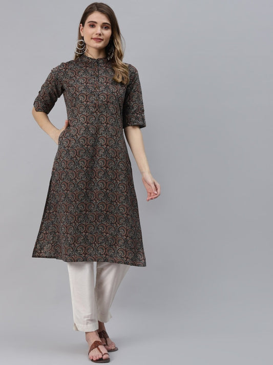 Black Floral printed Kurti