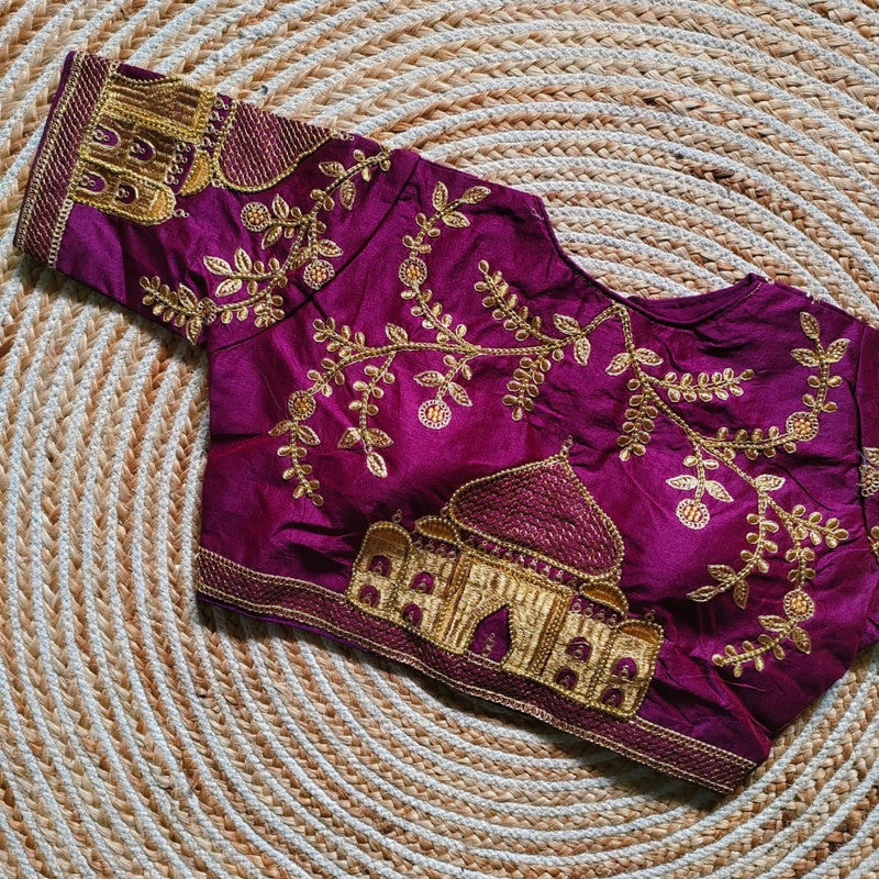 Purple Coloured Fantum Silk thread Jari Khatli Hand work Woman Ready made Boutique Designer fancy Blouse!!