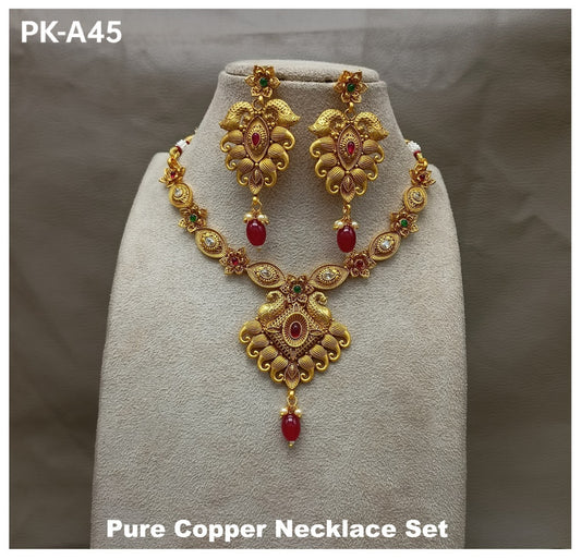 Premium Quality  Pure Copper Jewellery Necklace set with Ear Rings