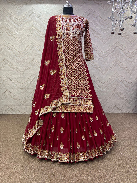 HEAVY EMBROIDERY WORK BRIDAL LEHENGA WITH STONE AND HAND WOR DUPATTA!!