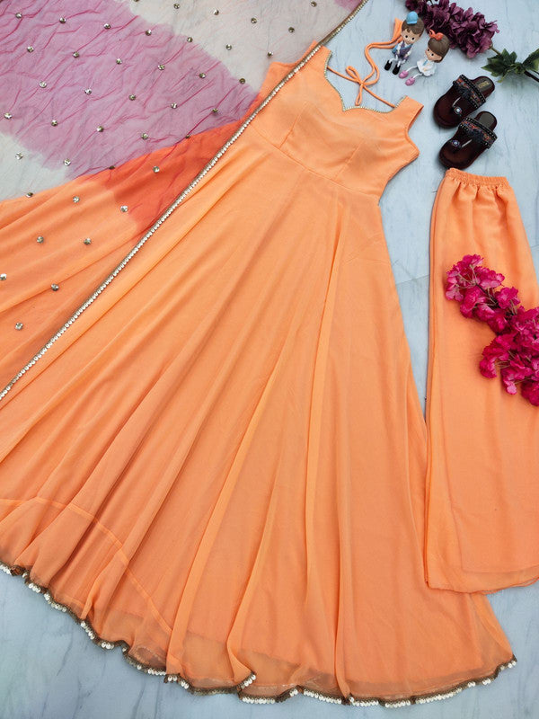 Orange colour long frocks best sale