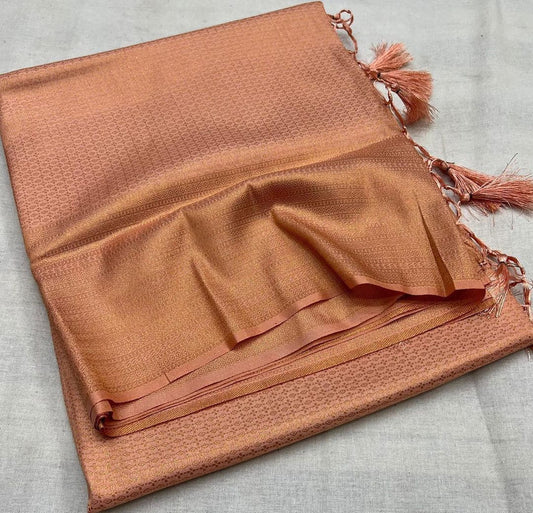 Orange Coloured Soft Silk Jacquard work with Beautiful Rich Pallu Women Party/Daily wear Designer Kubera Pattu Saree with Blouse!!