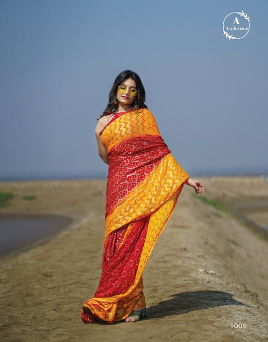 Designer Bandhani Foily Print Saree