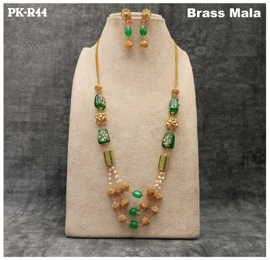 Premium Quality Brass Mala Jewellery Necklace set with Ear Rings