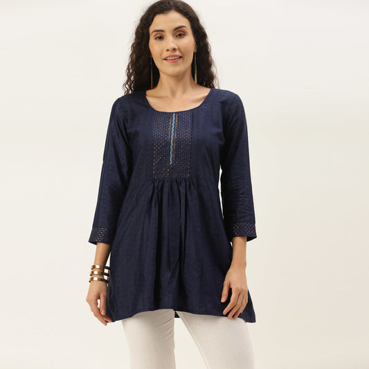 Embroidered Shirt Top With Sequence