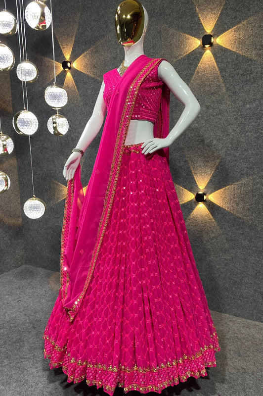 3 Colour Embroidered Attractive Party Wear Silk Lehenga choli
