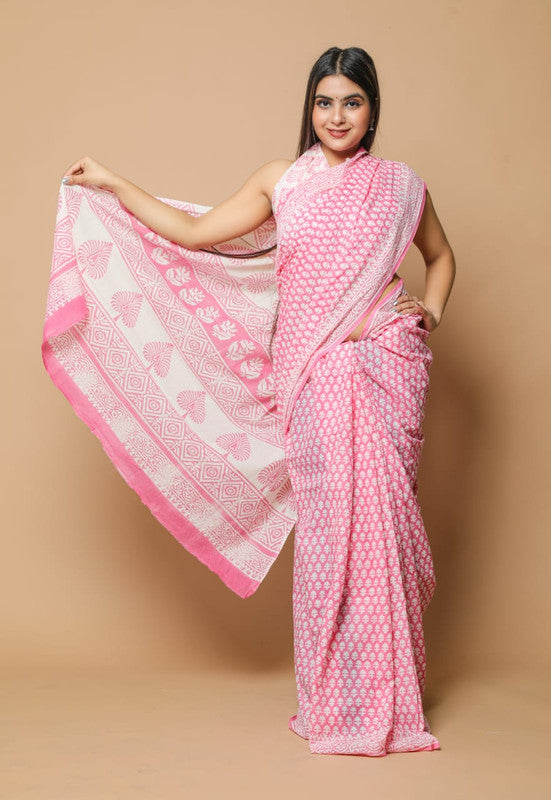 Find Chanderi Cotton buta saree with blouse by SHV Sh handloom near me |  Vrindaban, Mathura, Uttar Pradesh | Anar B2B Business App