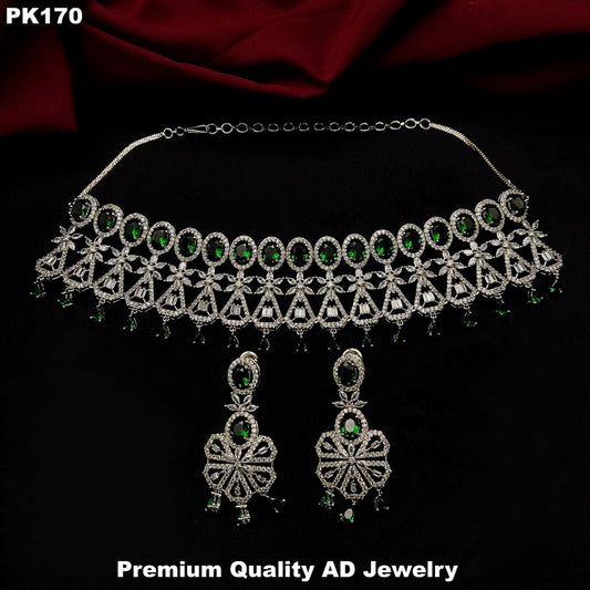 Premium Quality American Diamonds Jewellery Necklace set with Ear Rings