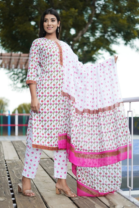 Beautiful Cotton Stitched Suit with Cotton Pant & Cotton Dupatta!!