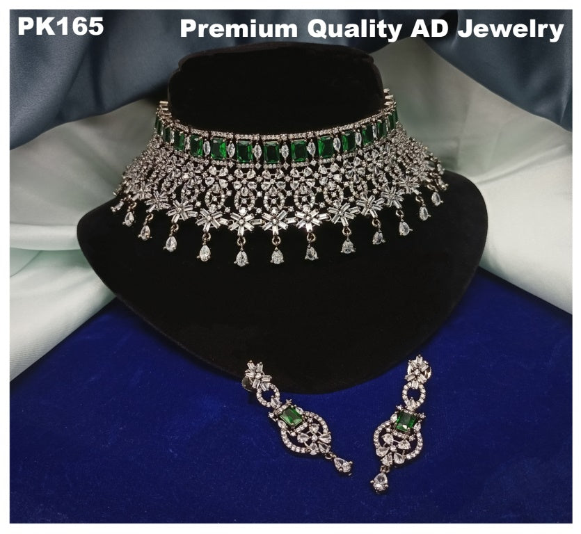 Premium Quality American Diamonds Jewellery Necklace set with Ear Rings