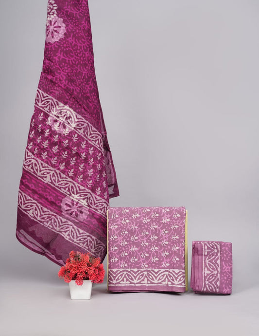 HAND BLOCK PRINTED ORGANDIE DUPATTA SUIT