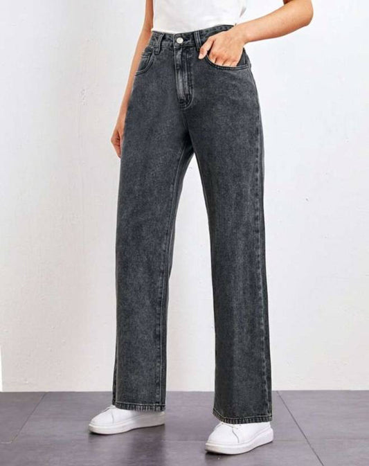 Black Coloured Premium Denim Lycra with Wide leg Full length Stretchable Women Casual/Party wear Regular Fit Jeans!!