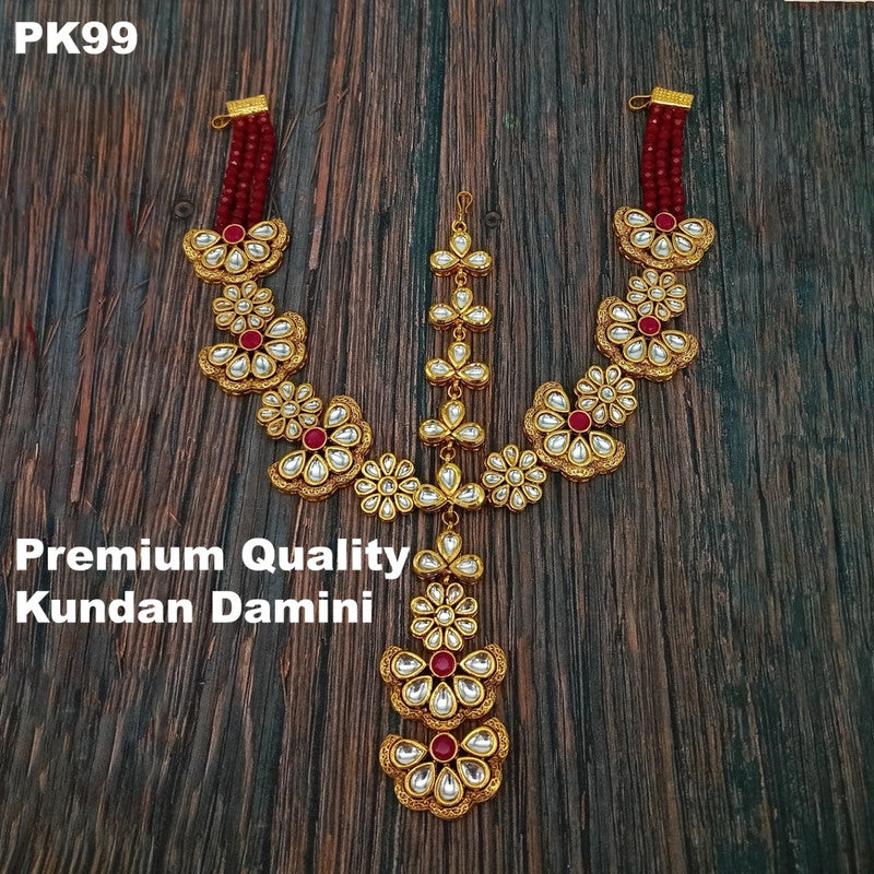Premium Quality  Kundan Damini Jewellery Necklace set with Ear Rings