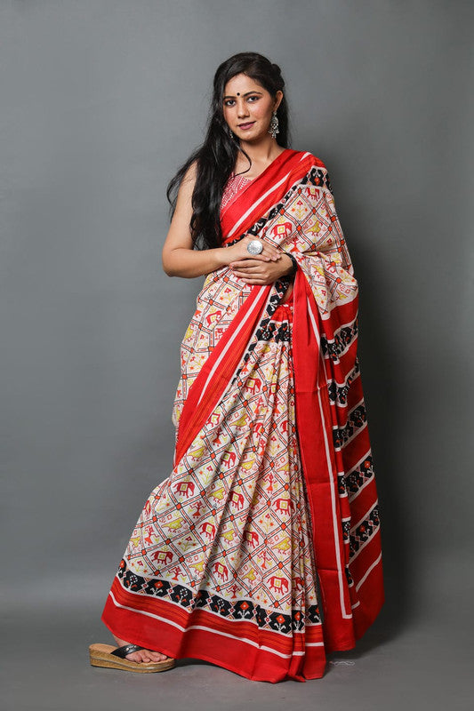 EXCLUSIVE HAND PRINTED MUL COTTON SAREE!!