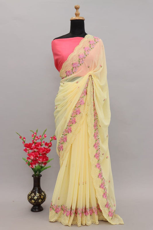 Beautiful Georgett silk Sarees with Embroidery work!!