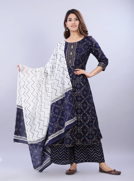 Beautiful Printed Kurti with Full Printed Plazo & Dupatta!!