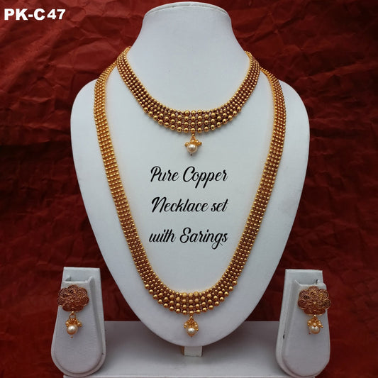 Premium Quality Pure Copper Necklace set with Ear Rings