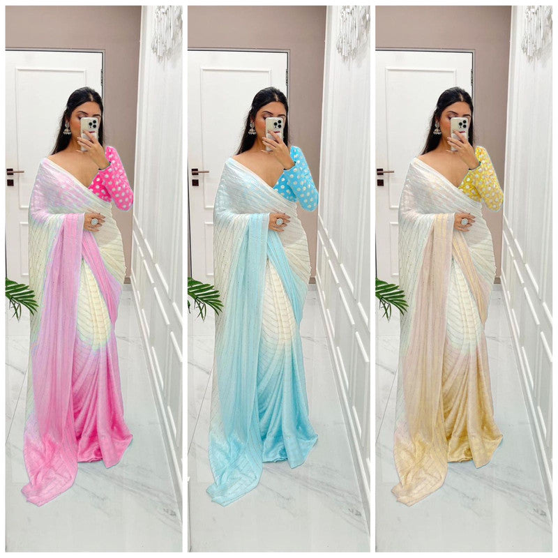 Pure Georgette viscos with Beautiful golden zari Sequence Saree!!