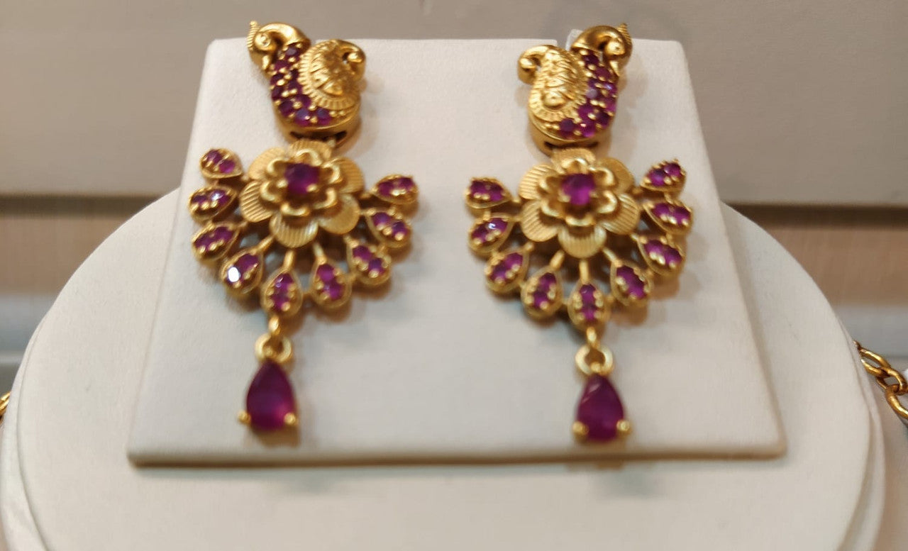 Buy Elegant Ruby Stone Round Shape Light Weight Daily Use Impon Earrings